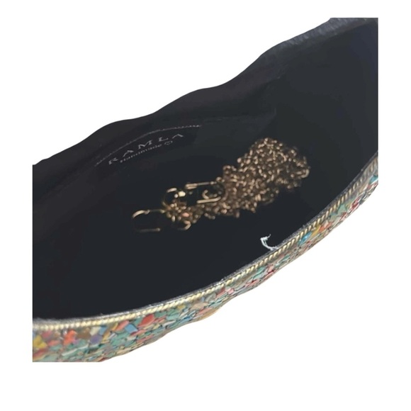 Ramla Designer Vibrant Floral Mosaic Clutch Chain included NWOT - Picture 8 of 10